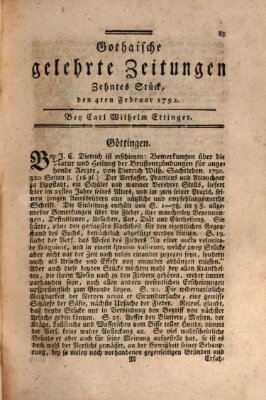 Gothaische gelehrte Zeitungen Samstag 4. Februar 1792