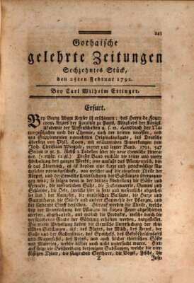 Gothaische gelehrte Zeitungen Samstag 25. Februar 1792