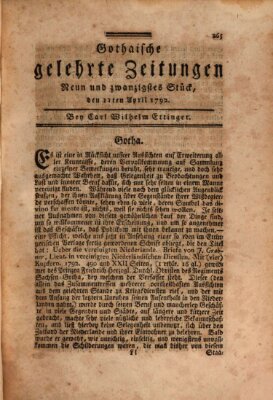 Gothaische gelehrte Zeitungen Mittwoch 11. April 1792