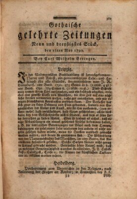 Gothaische gelehrte Zeitungen Mittwoch 16. Mai 1792