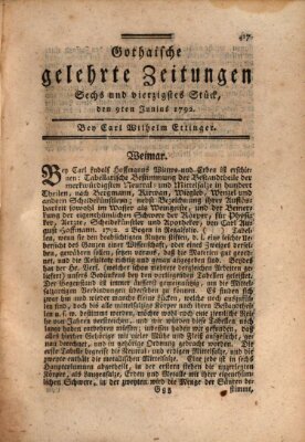 Gothaische gelehrte Zeitungen Samstag 9. Juni 1792