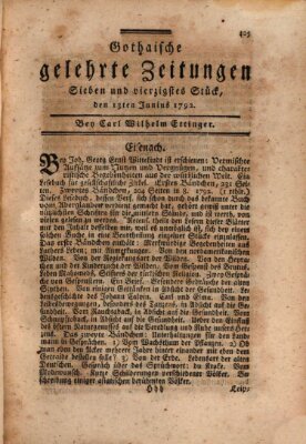 Gothaische gelehrte Zeitungen Mittwoch 13. Juni 1792