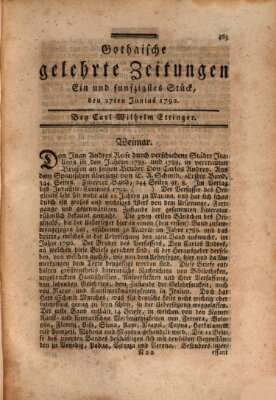 Gothaische gelehrte Zeitungen Mittwoch 27. Juni 1792