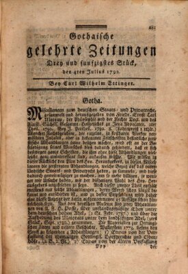 Gothaische gelehrte Zeitungen Mittwoch 4. Juli 1792