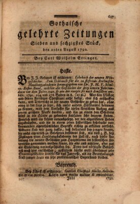 Gothaische gelehrte Zeitungen Mittwoch 22. August 1792