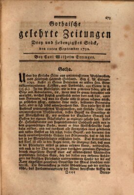 Gothaische gelehrte Zeitungen Mittwoch 12. September 1792