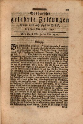 Gothaische gelehrte Zeitungen Mittwoch 7. November 1792