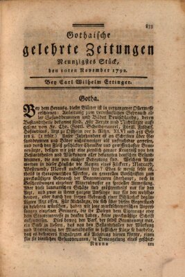 Gothaische gelehrte Zeitungen Samstag 10. November 1792