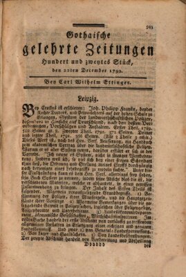 Gothaische gelehrte Zeitungen Samstag 22. Dezember 1792