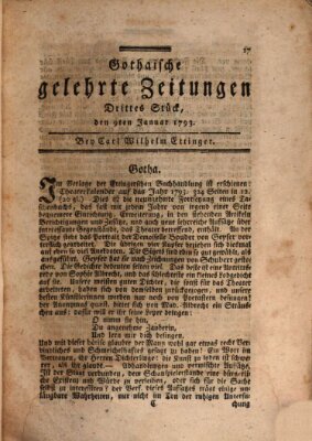 Gothaische gelehrte Zeitungen Mittwoch 9. Januar 1793