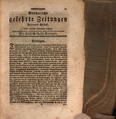 Gothaische gelehrte Zeitungen Samstag 12. Januar 1793