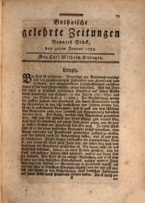 Gothaische gelehrte Zeitungen Mittwoch 30. Januar 1793