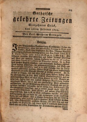 Gothaische gelehrte Zeitungen Samstag 16. Februar 1793