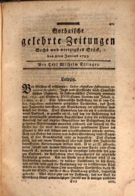 Gothaische gelehrte Zeitungen Samstag 8. Juni 1793