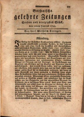 Gothaische gelehrte Zeitungen Mittwoch 12. Juni 1793