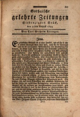 Gothaische gelehrte Zeitungen Samstag 31. August 1793