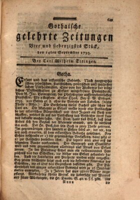 Gothaische gelehrte Zeitungen Samstag 14. September 1793