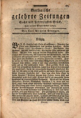 Gothaische gelehrte Zeitungen Samstag 21. September 1793