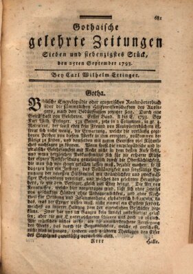 Gothaische gelehrte Zeitungen Mittwoch 25. September 1793