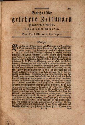 Gothaische gelehrte Zeitungen Samstag 14. Dezember 1793