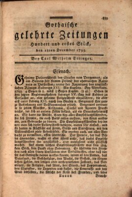 Gothaische gelehrte Zeitungen Mittwoch 18. Dezember 1793