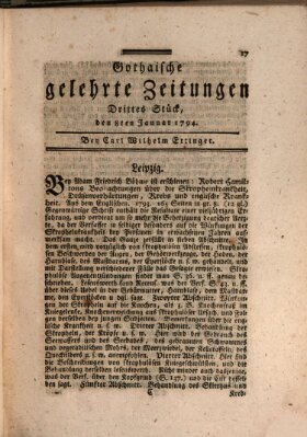 Gothaische gelehrte Zeitungen Mittwoch 8. Januar 1794