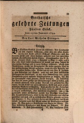 Gothaische gelehrte Zeitungen Mittwoch 15. Januar 1794