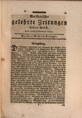 Gothaische gelehrte Zeitungen Mittwoch 5. Februar 1794