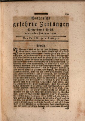 Gothaische gelehrte Zeitungen Samstag 22. Februar 1794