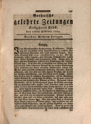 Gothaische gelehrte Zeitungen Mittwoch 26. Februar 1794