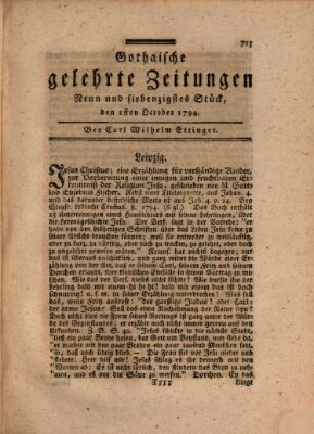 Gothaische gelehrte Zeitungen Mittwoch 1. Oktober 1794