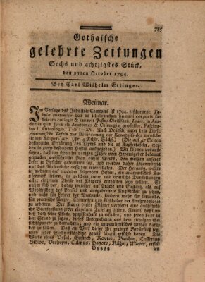 Gothaische gelehrte Zeitungen Samstag 25. Oktober 1794