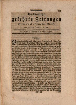 Gothaische gelehrte Zeitungen Mittwoch 29. Oktober 1794