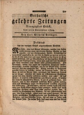 Gothaische gelehrte Zeitungen Samstag 8. November 1794