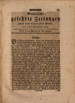 Gothaische gelehrte Zeitungen Samstag 15. November 1794