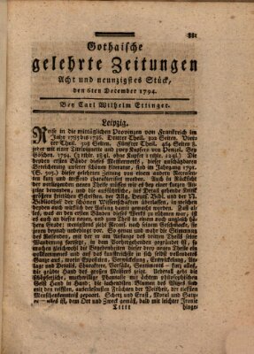 Gothaische gelehrte Zeitungen Samstag 6. Dezember 1794