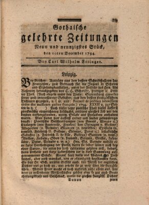 Gothaische gelehrte Zeitungen Mittwoch 10. Dezember 1794