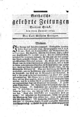 Gothaische gelehrte Zeitungen Mittwoch 7. Januar 1795