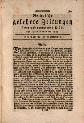 Gothaische gelehrte Zeitungen Samstag 14. November 1795