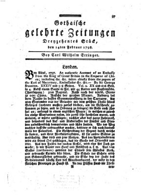 Gothaische gelehrte Zeitungen Mittwoch 14. Februar 1798