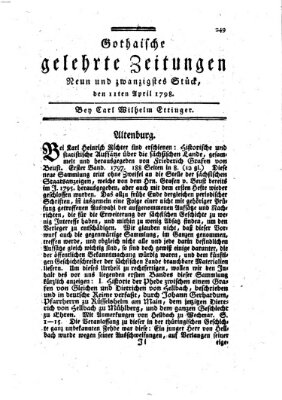 Gothaische gelehrte Zeitungen Mittwoch 11. April 1798