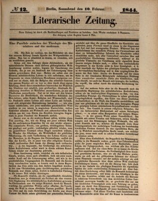 Literarische Zeitung Samstag 10. Februar 1844