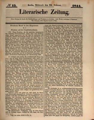 Literarische Zeitung Mittwoch 21. Februar 1844