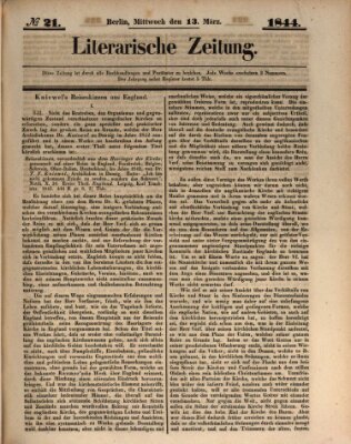 Literarische Zeitung Mittwoch 13. März 1844