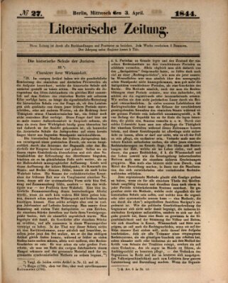 Literarische Zeitung Mittwoch 3. April 1844