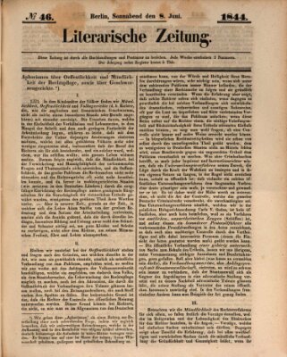 Literarische Zeitung Samstag 8. Juni 1844