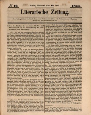 Literarische Zeitung Mittwoch 19. Juni 1844