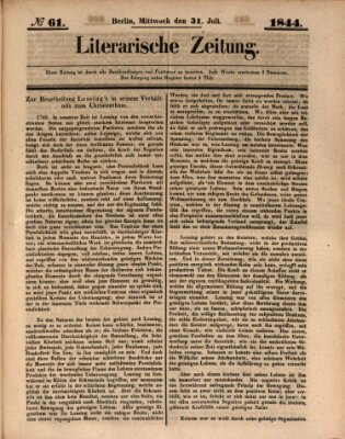 Literarische Zeitung Mittwoch 31. Juli 1844