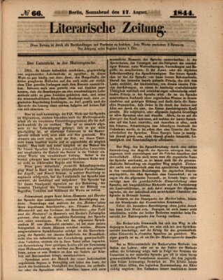 Literarische Zeitung Samstag 17. August 1844