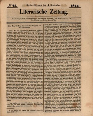 Literarische Zeitung Mittwoch 4. September 1844